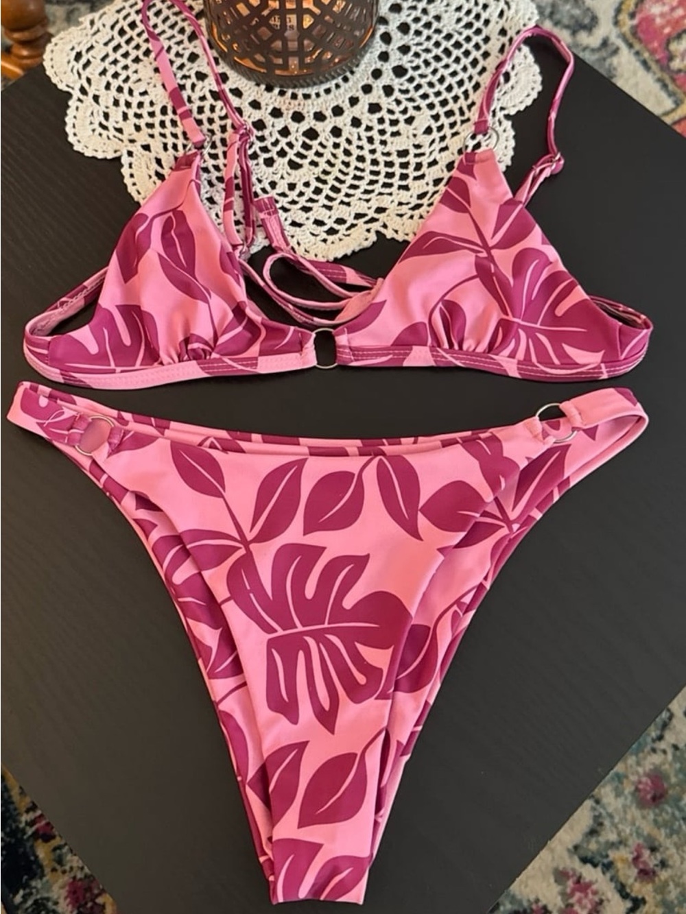 Pink Floral Print Women’s Bikini Set